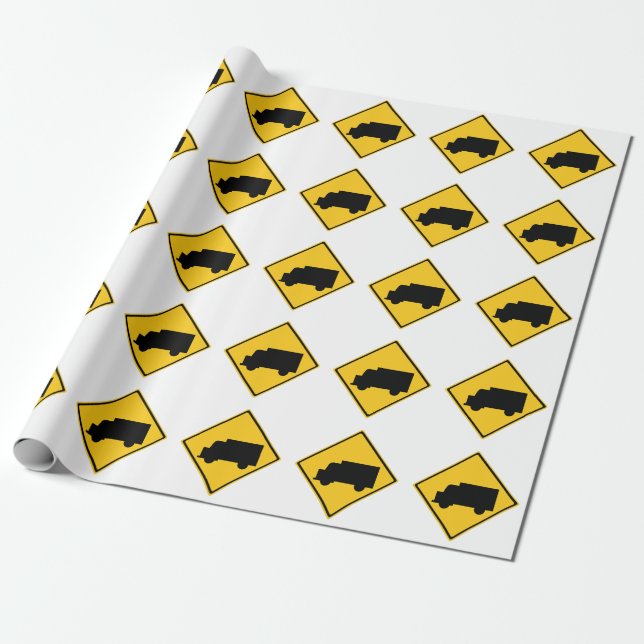 Papel De Presente Sinal de aviso de caminhão rodoviário (Desenrolado)
