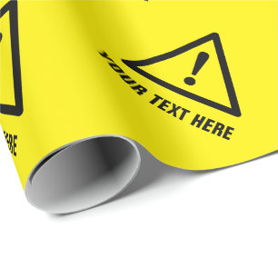 Papel De Presente Sinal de cautela amarelo engraçado Aniversário e