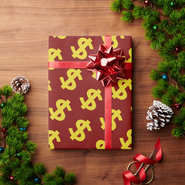 Papel De Presente Sinal de Dólar (Presente de Natal)
