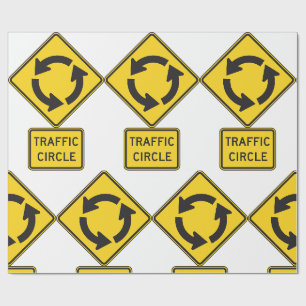 Papel De Presente Sinal de Estrada de Círculo de Tráfego Amarelo Dia