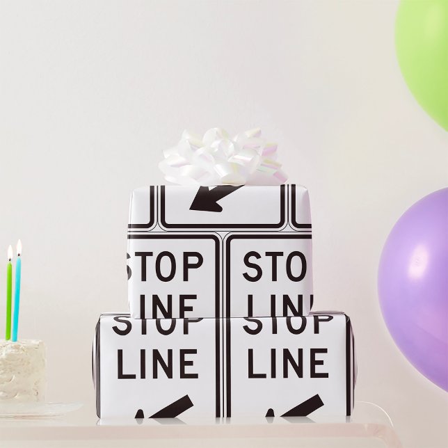 Papel De Presente Sinal de Estrada de Linha Parada (Criador carregado)