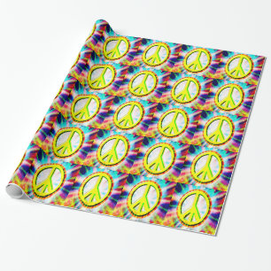 Papel De Presente Sinal de PAZ Amarelo Colorido Feliz e Divertido