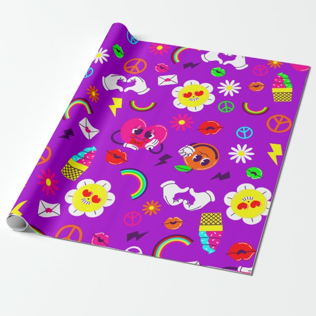 Papel De Presente Sinal de paz dos namorados dos anos 60 (Desenrolado)