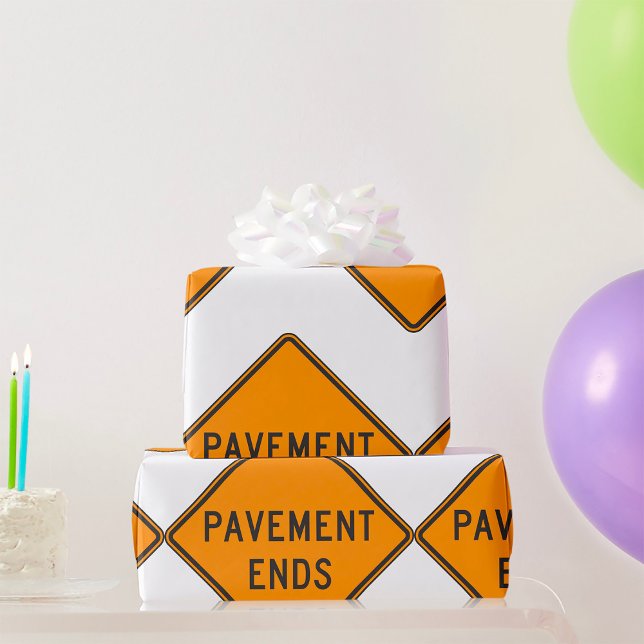 Papel De Presente Sinal de Trânsito de Fim de Pavimento Aviso (Criador carregado)