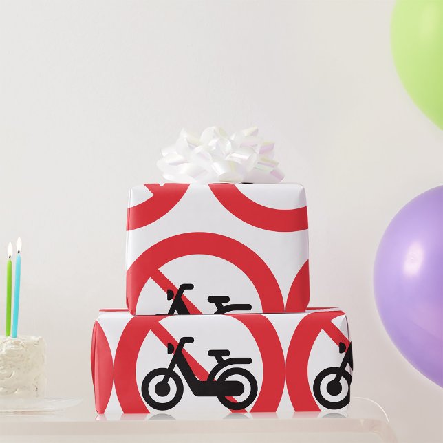 Papel De Presente Sinal de Trânsito Proibido Motocicletas (Criador carregado)