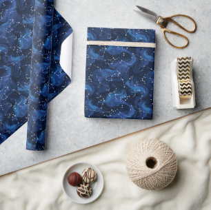 Papel De Presente Sinal do zodíaco da astrologia boho em azul