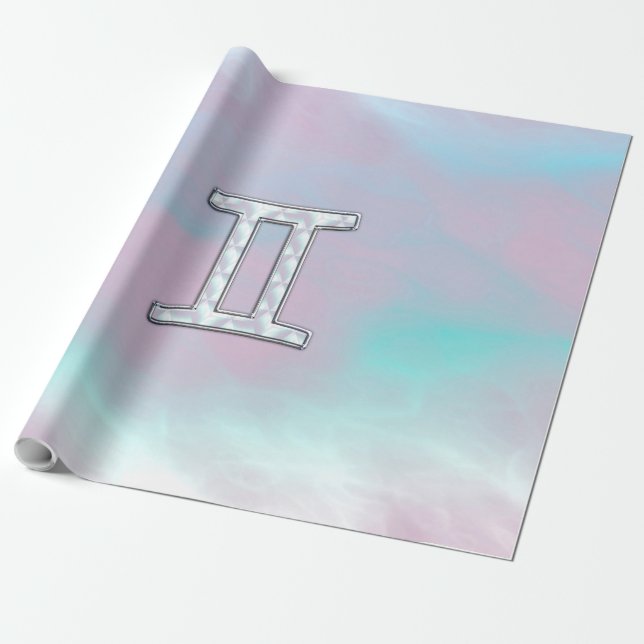 Papel De Presente Sinal Gemini Zodiac da Mãe do Estilo Pérola (Desenrolado)