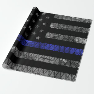 Papel De Presente Sinalizador de Linha Azul Fino da Polícia