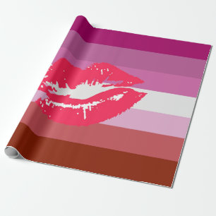 Papel De Presente Sinalizador do Orgulho Lésbico Lipstick
