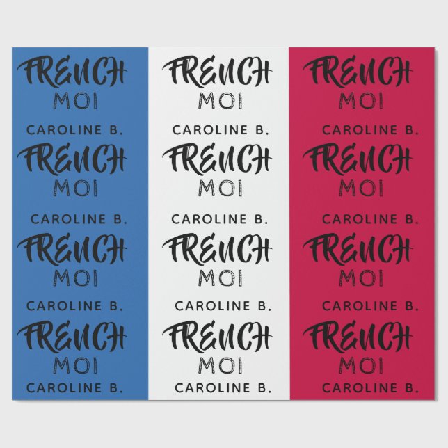 Papel De Presente Sinalizador França e Monograma (Aberto)