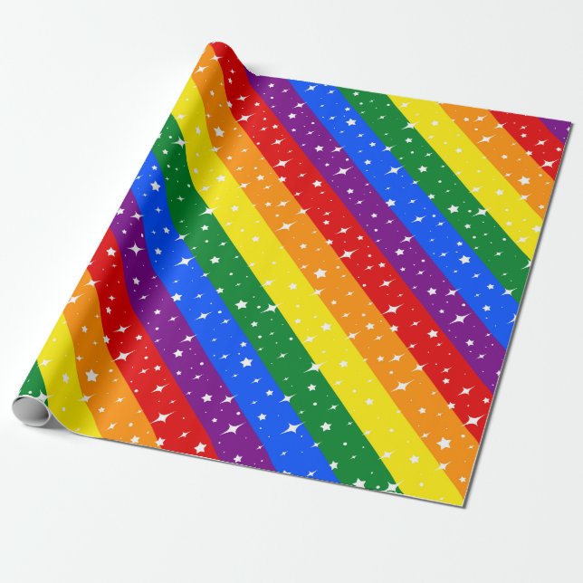 Papel De Presente Sinalizador Sparkly Rainbow (Desenrolado)