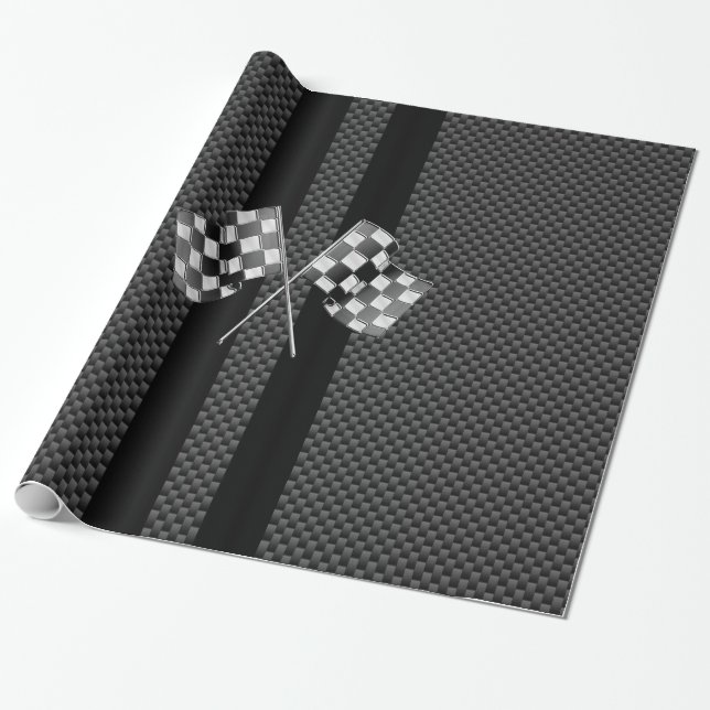 Papel De Presente Sinalizadores de Corrida em Estilo de Fibra de Car (Desenrolado)
