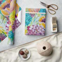 Papel De Presente Sinfonia Hydrangea Poppy Floral Wraping Paper