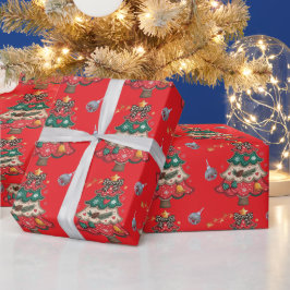 Papel De Presente Sino de Natal fofo Arte de Linha