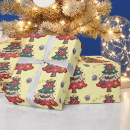 Papel De Presente Sino de Natal fofo em Arte de Linha