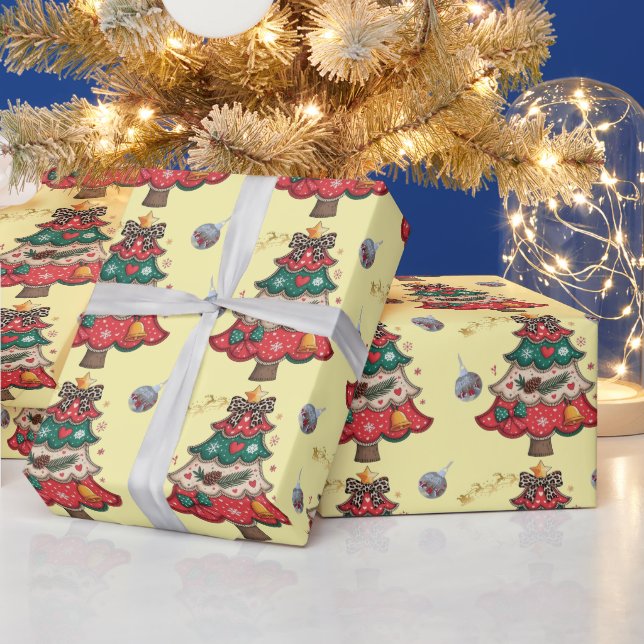 Papel De Presente Sino de Natal fofo em Arte de Linha (Feriados)