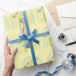 Papel De Presente Sino de Natal fofo em Arte de Linha