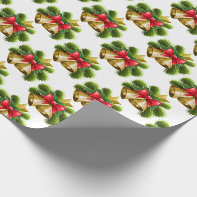 Papel De Presente Sinos de Natal e Fita (Ponta)