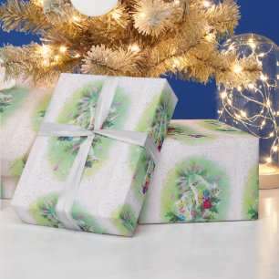 Papel De Presente Sinos de Natal Retro Moderno de Meados do Século A