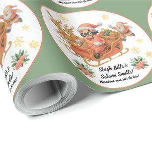 Papel De Presente Sinos de Trenó e Cheiro de Salame!