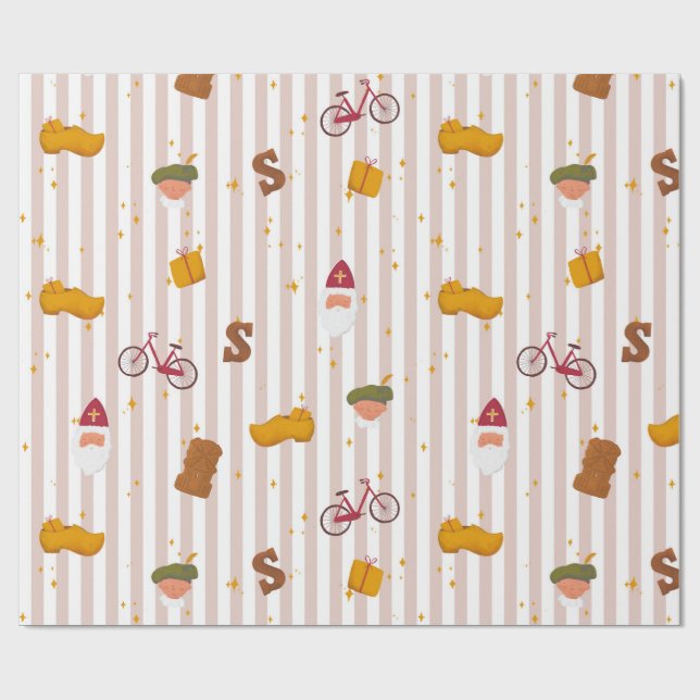 Papel De Presente Sint and Piet Themed Wrapping Paper (Aberto)