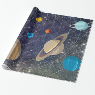 Papel De Presente Sistema solar, espaço e estrelas