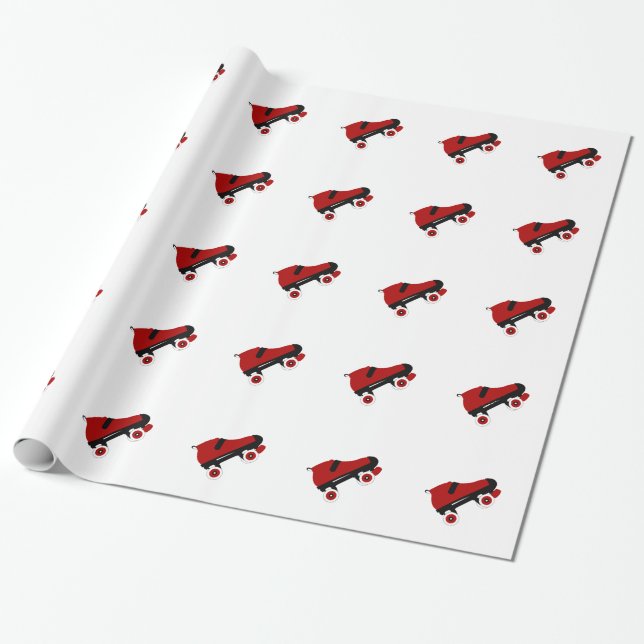 Papel De Presente skate derby do rolo quádruplo vermelho (Desenrolado)