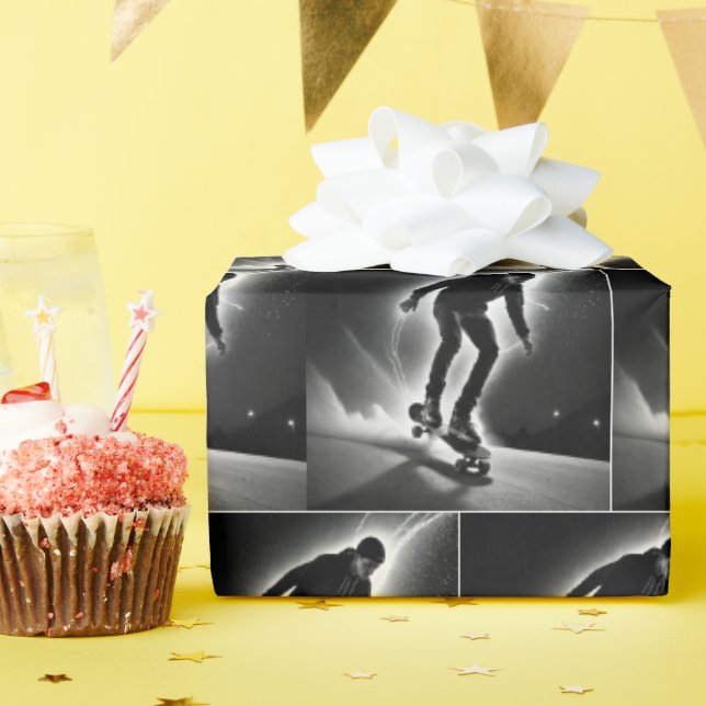 Papel De Presente Skateboard Boy with Lightning Bolts (Festa de aniversário)