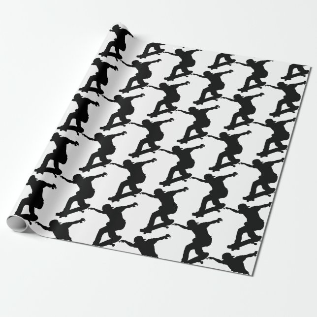 Papel De Presente Skateboard Skateboard Skater Diversão Silhouket (Desenrolado)