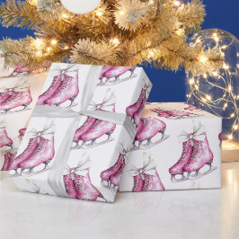 Papel De Presente Skates de gelo cor-de-rosa