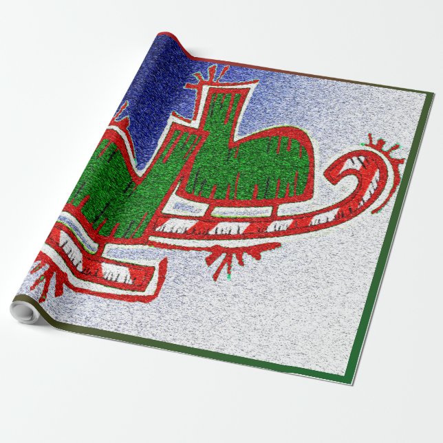 Papel De Presente Skates de gelo de Natal - (Desenrolado)