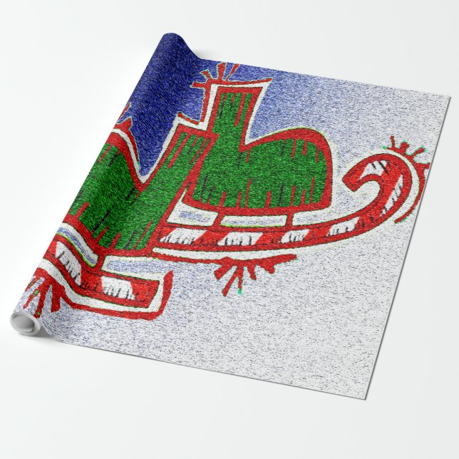 Papel De Presente Skates de gelo de Natal - (Desenrolado)