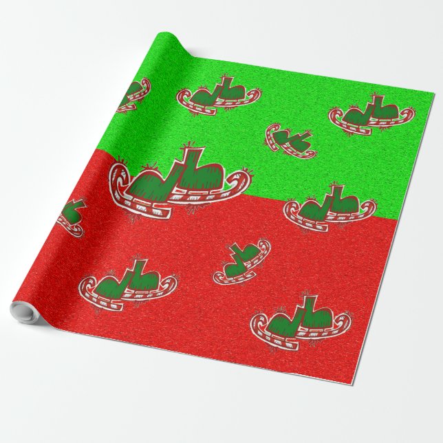 Papel De Presente Skates de gelo de Natal - (Desenrolado)