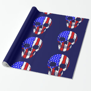 Papel De Presente skeleton patriótico de bandeira americana