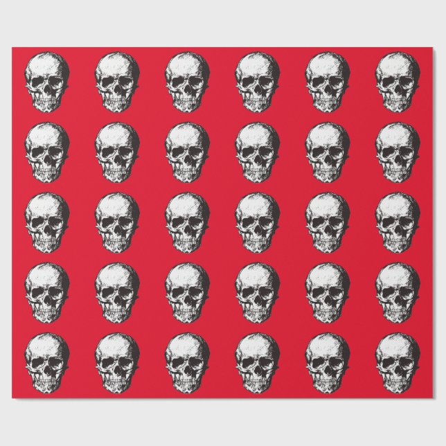 Papel De Presente Skull Fantasy Art Rock Punk Heavy Metal (Aberto)