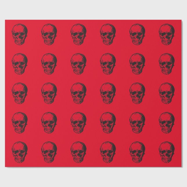 Papel De Presente Skull Red Pop Art (Aberto)