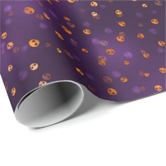 Papel De Presente Skulls Spooky Bokeh Purple Halloween Padrão