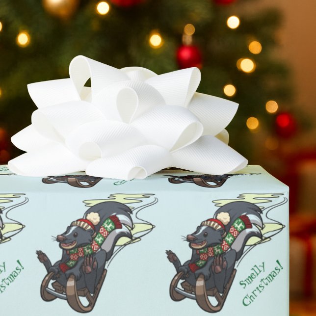 Papel De Presente Skunk Em Cartoon De Lingança De Natal Smelado (Criador carregado)