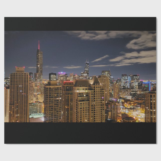 Papel De Presente Skyline Chicago (Aberto)