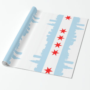 Papel De Presente Skyline da bandeira de Chicago