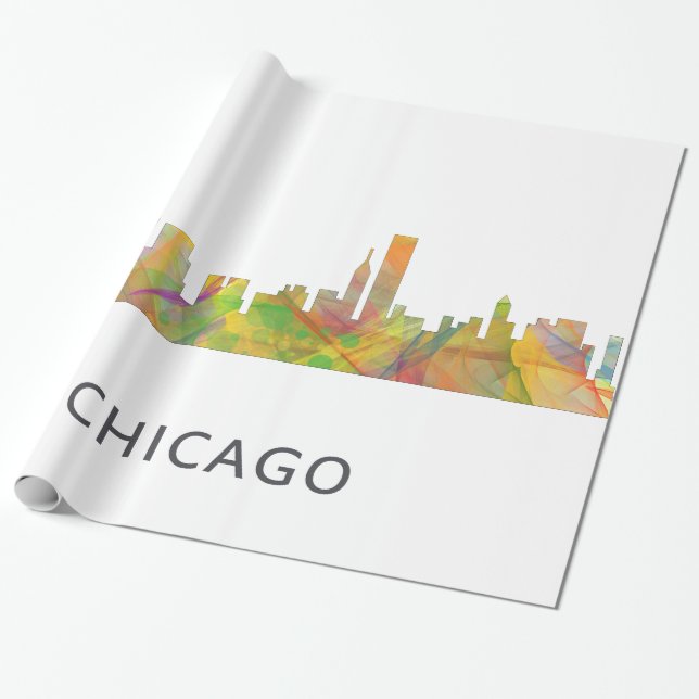 PAPEL DE PRESENTE SKYLINE WB1 DE CHICAGO, ILLINOIS - (Desenrolado)