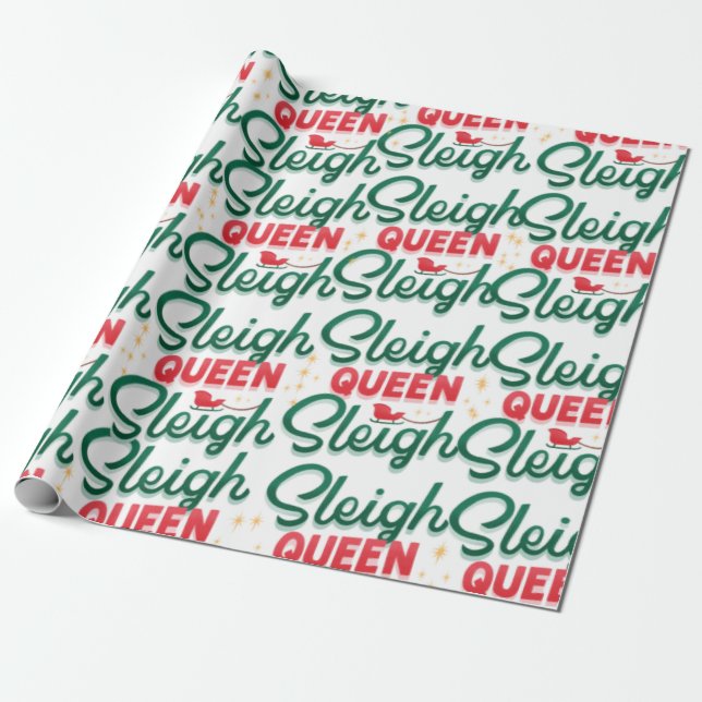 Papel De Presente Sleigh Queen Sleigh Christmas (Desenrolado)