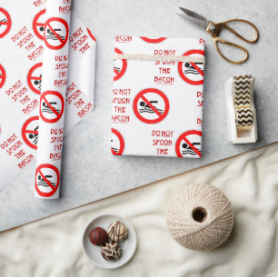 Papel De Presente SlipperyJoe's Do Not Spoon Bacon Red Warman
