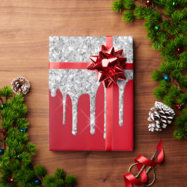 Papel De Presente Sliver e natal vermelho