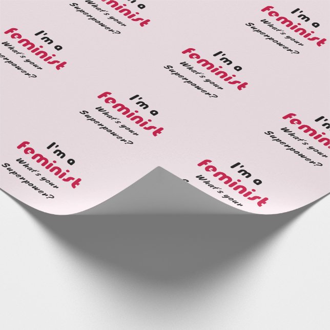 Papel De Presente Slogan de superpotência feminista rosa (Ponta)