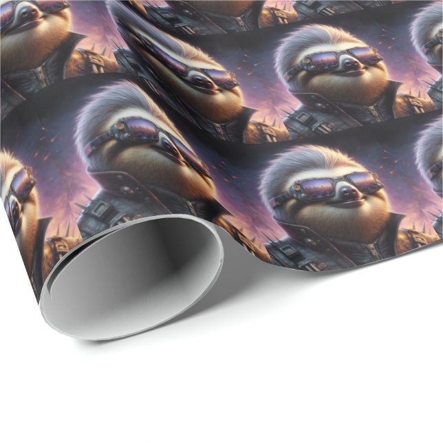 Papel De Presente Sloth Cyberpunk (Ponta do rolo)