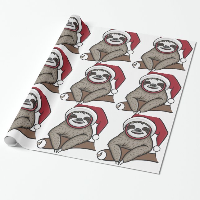 Papel De Presente Sloth de Natal (Desenrolado)