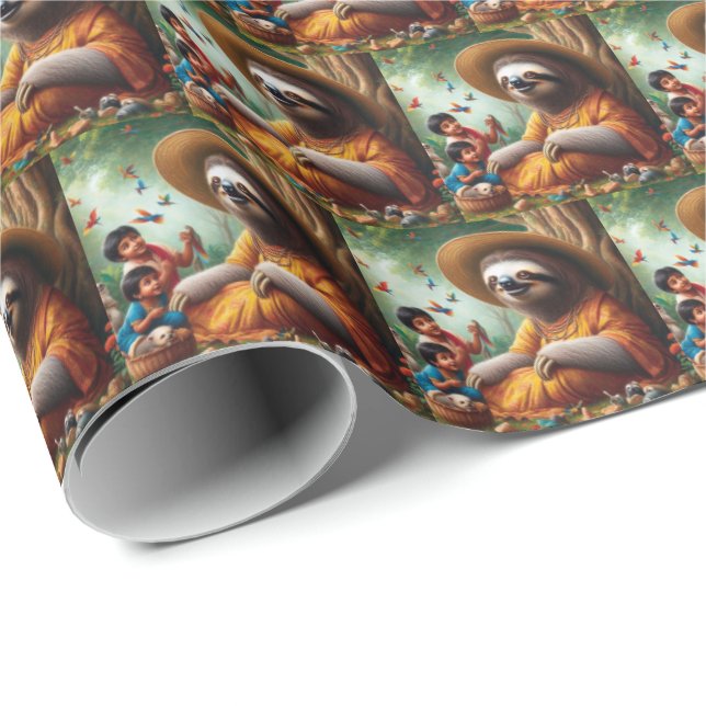 Papel De Presente Sloth Grandma (Ponta do rolo)