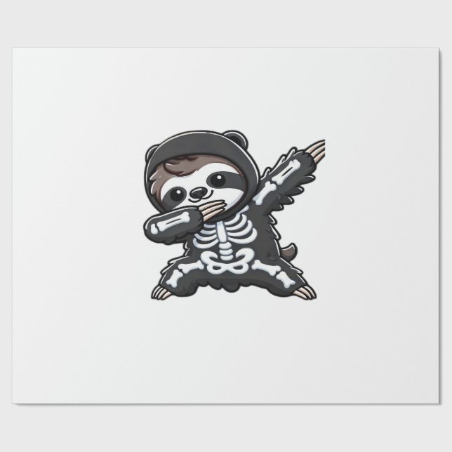 Papel De Presente Sloth Halloween Skeleton Kids Women Men Sloth Clas (Aberto)