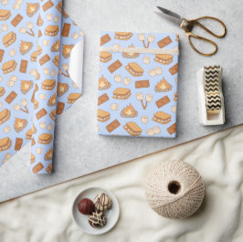 Papel De Presente S'mores Antigo Acampamento Marshmallow Fogueira Ac